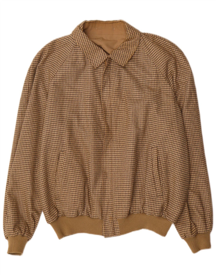 Jaqueta bomber reversível masculina vintage IT 58 4XL marrom Houndstooth