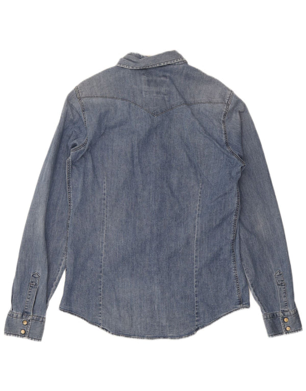 Camisa jeans masculina Roy Rogers algodão azul médio