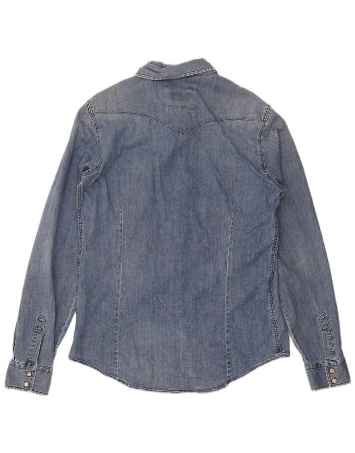 Camisa jeans masculina Roy Rogers algodão azul médio