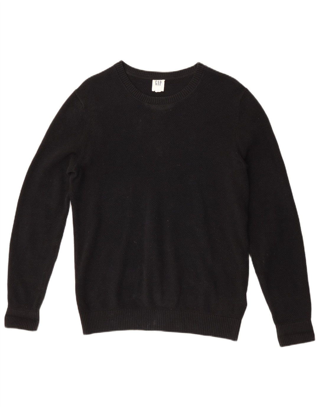 Suéter masculino Gap com gola redonda, pequeno algodão preto