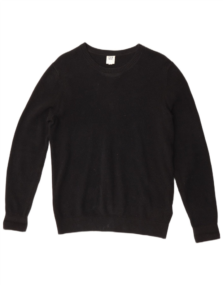 Suéter masculino Gap com gola redonda, pequeno algodão preto
