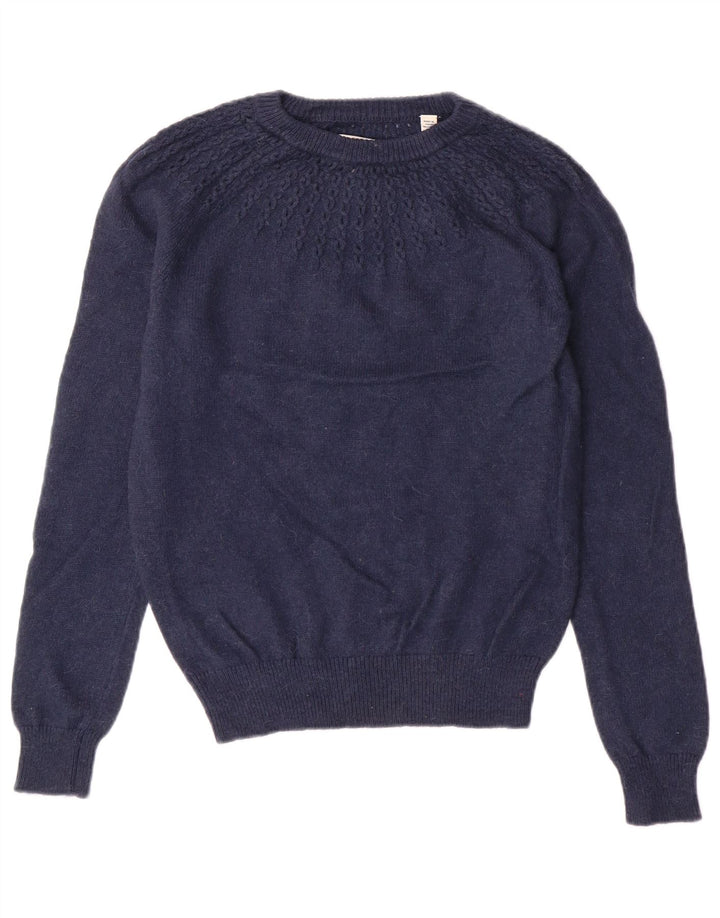 JACK WILLS Suéter feminino com gola redonda, Reino Unido 10 pequeno azul marinho