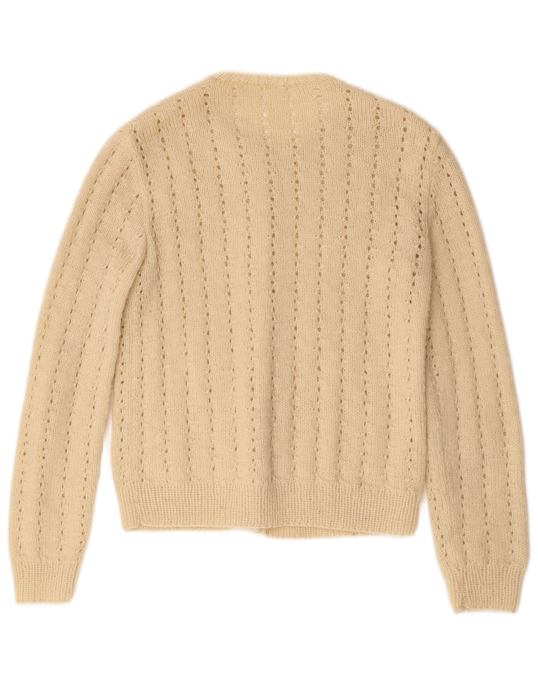 Suéter cardigã feminino vintage UK 10 pequeno bege