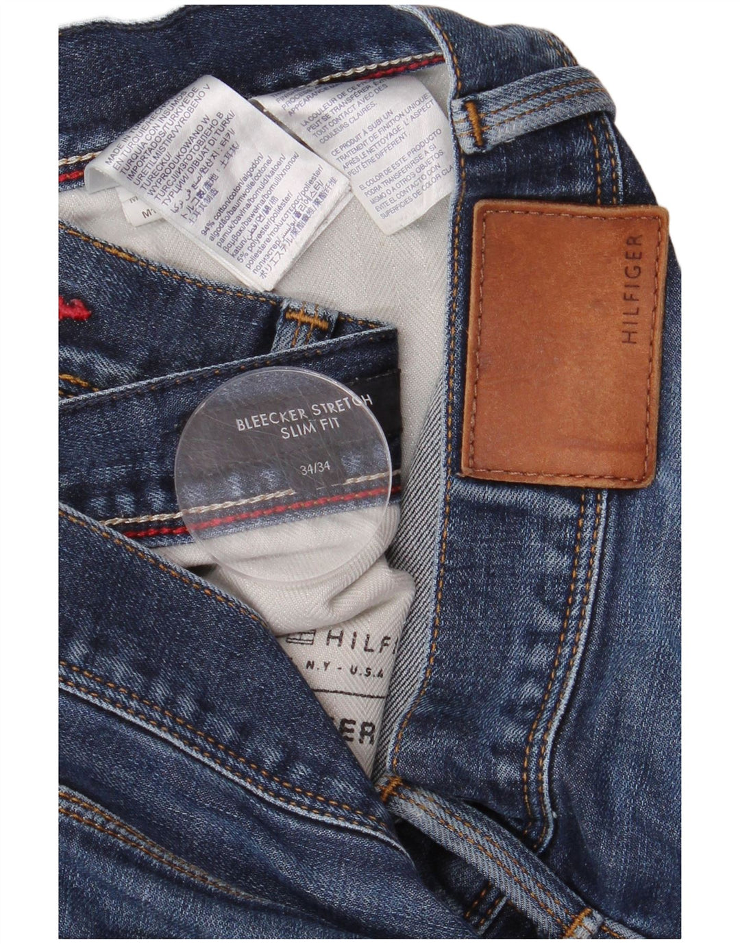 Tommy Hilfiger Masculino Bleecker Slim Jeans W34 L34 Azul Algodão