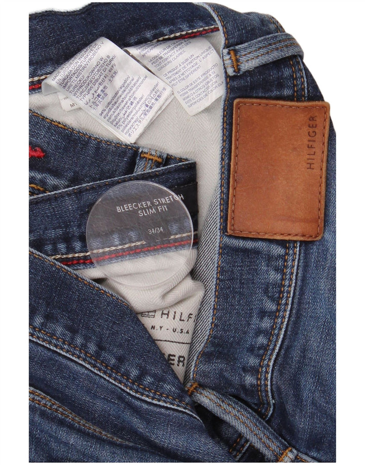 Tommy Hilfiger Masculino Bleecker Slim Jeans W34 L34 Azul Algodão