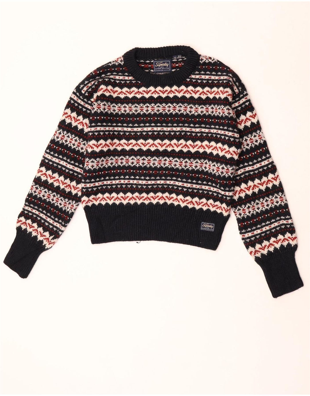 Suéter feminino Superdry com gola redonda, Reino Unido 14, grande, multicolorido