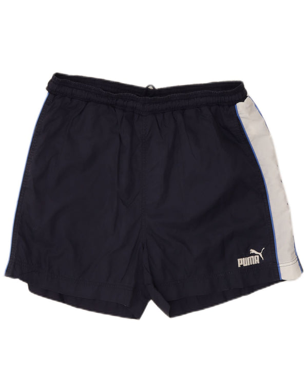 Shorts esportivos masculinos Puma Graphic médio azul marinho colorblock nylon esportivo