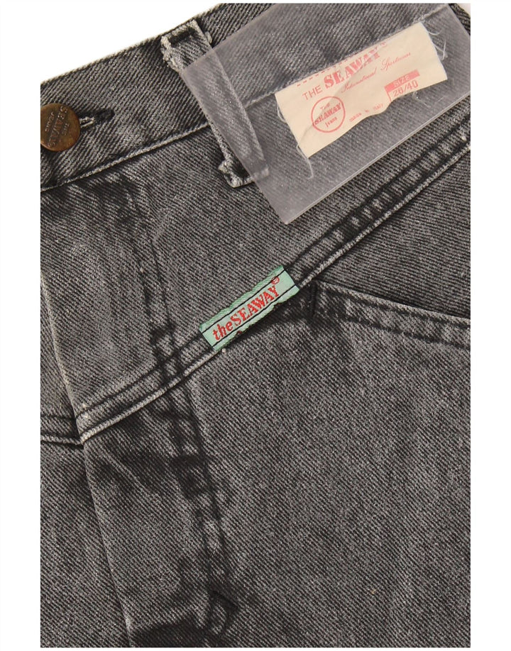 Saia jeans feminina VINTAGE W26 pequeno algodão cinza