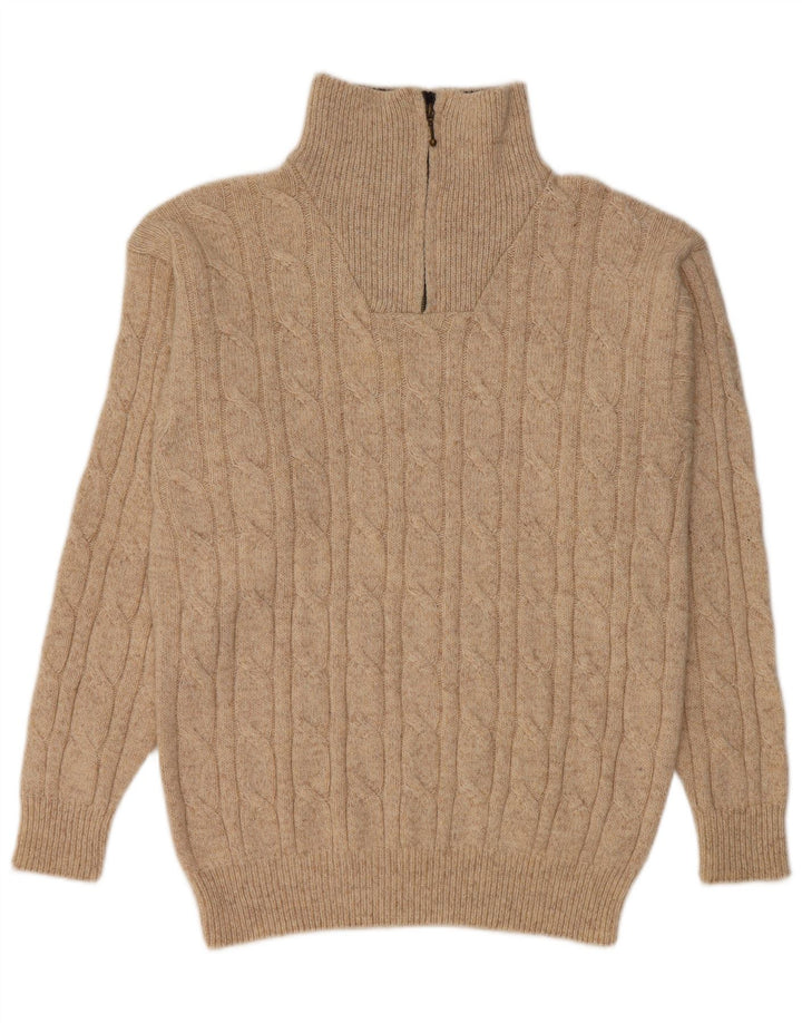 Suéter masculino GIANI FEROTI com zíper e gola grande de lã bege