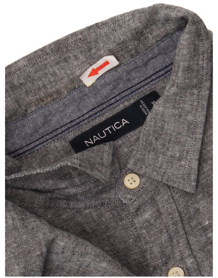 Camisa masculina Nautica XL linho manchado cinza