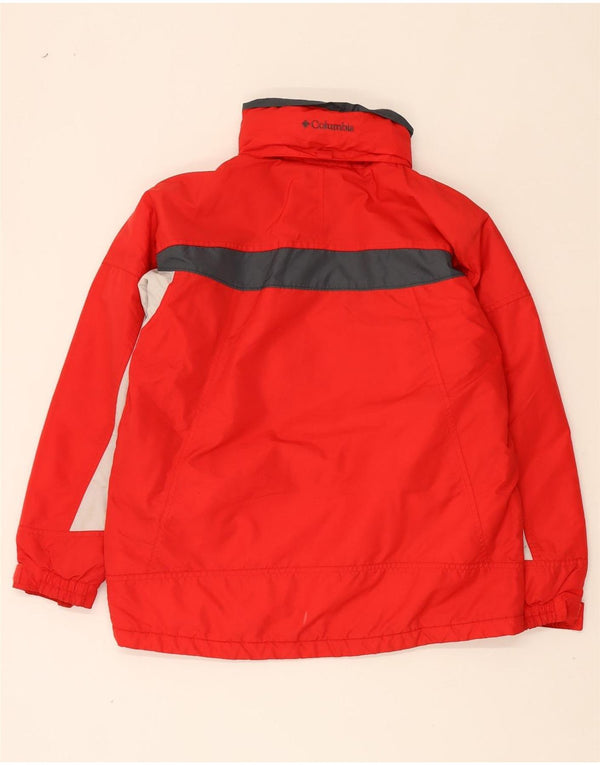 Jaqueta corta-vento com capuz Columbia Boys 14-15 anos vermelho colorblock