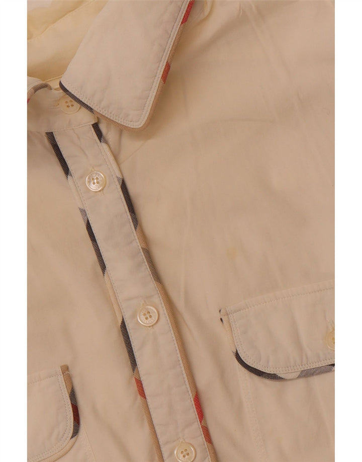 Camisa militar feminina sem mangas BURBERRY Reino Unido 14 grande algodão branco