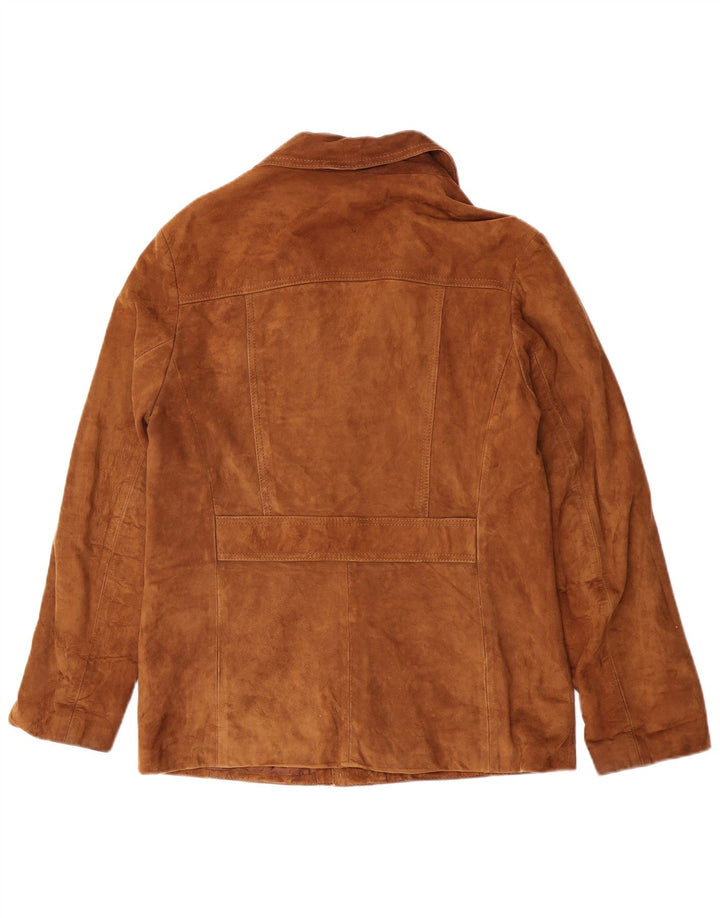 Jaqueta masculina vintage de camurça UK 38 couro marrom médio