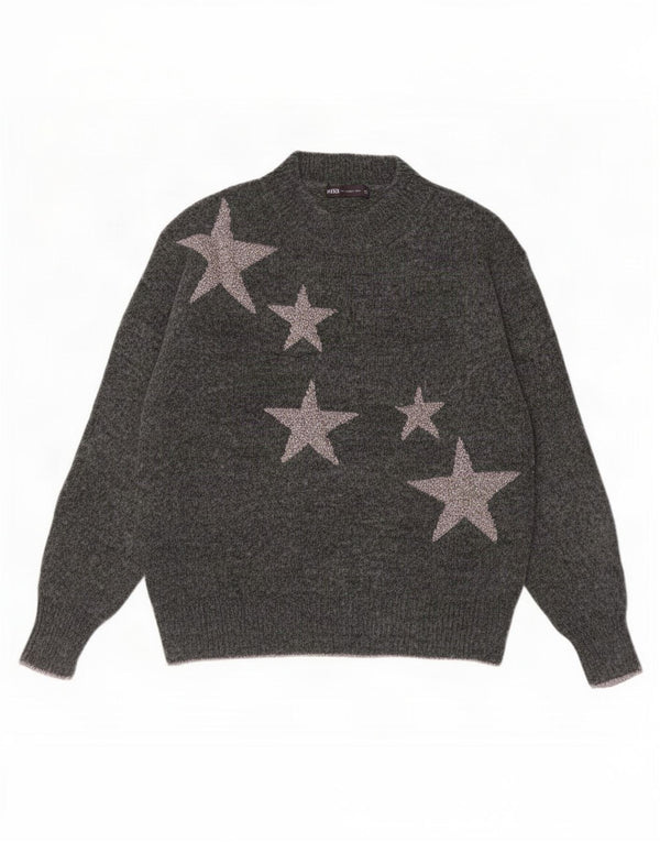 Suéter feminino Marks & Spencer com gola tartaruga gráfica Reino Unido 6 XS cinza