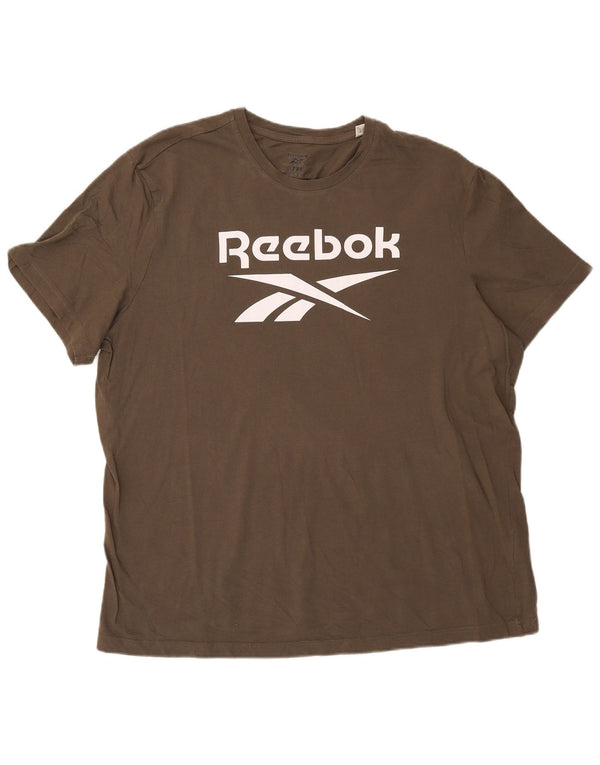 Camiseta gráfica masculina Reebok Top 2XL algodão cáqui