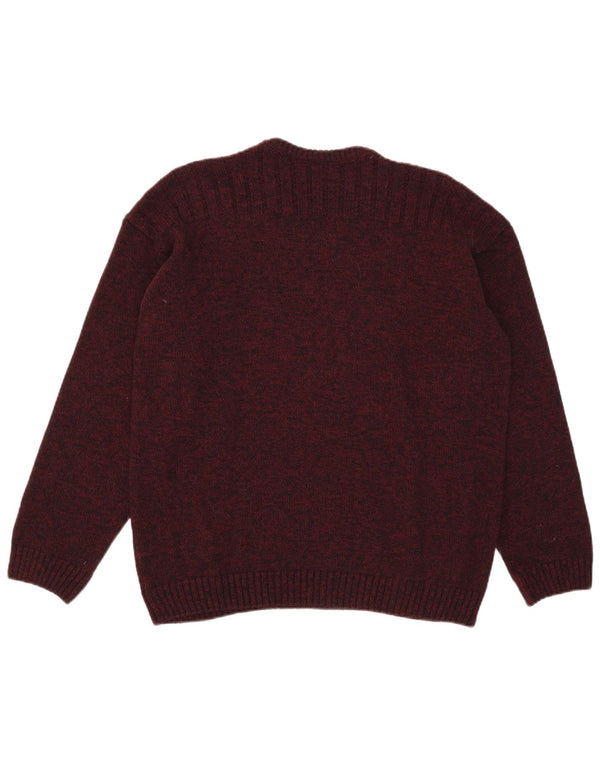 Suéter masculino Lacoste com decote em V tamanho 7 2XL lã cor de vinho
