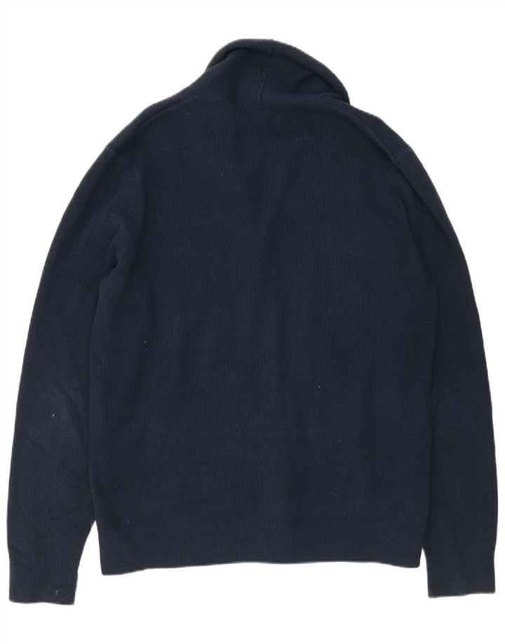 Suéter cardigã masculino MARKS & SPENCER grande algodão azul marinho