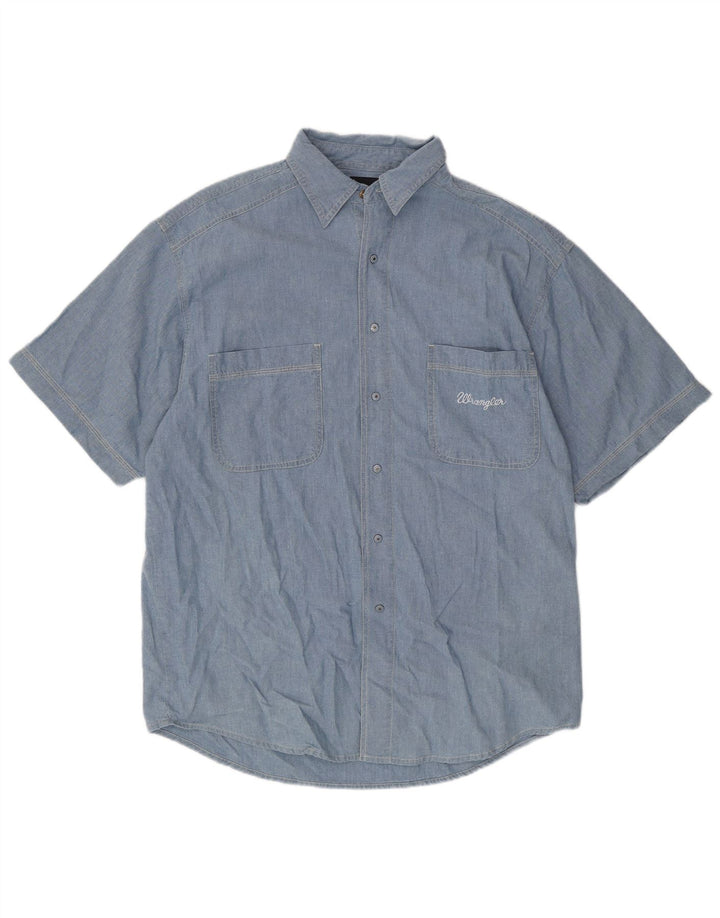 Camisa masculina de manga curta WRANGLER XL azul algodão