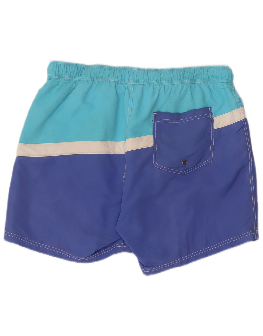 Benetton Calção de banho masculino gráfico grande bloco colorido azul