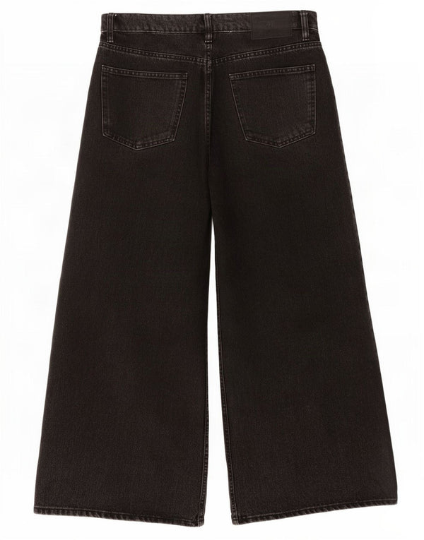 Zara Calça jeans feminina cintura alta com perna larga EU 44 XL W34 L24 preta