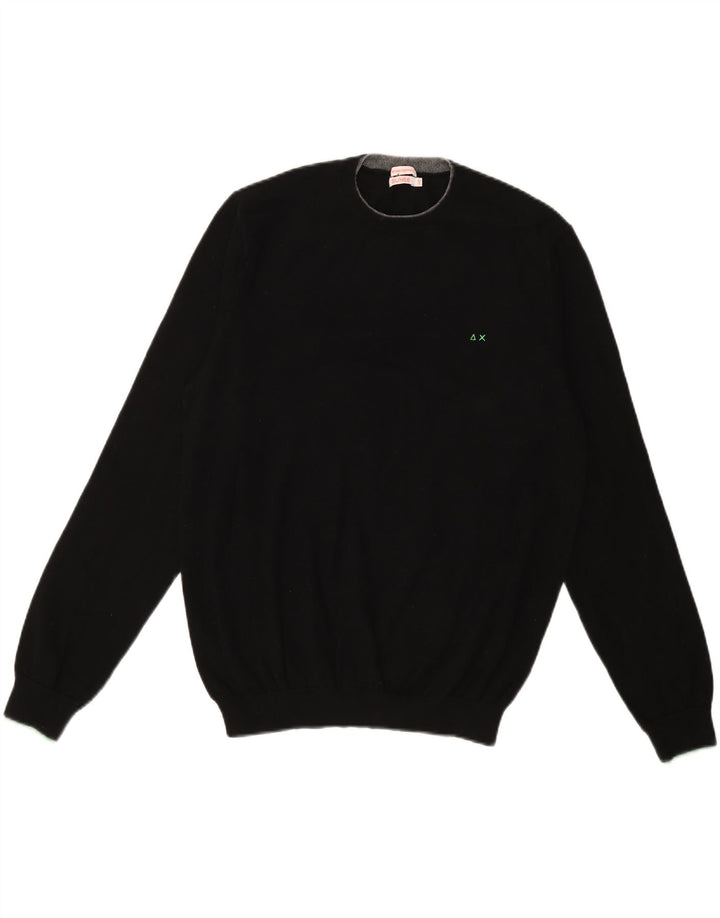 Suéter feminino SUN68 com gola redonda UK 20 2XL algodão preto
