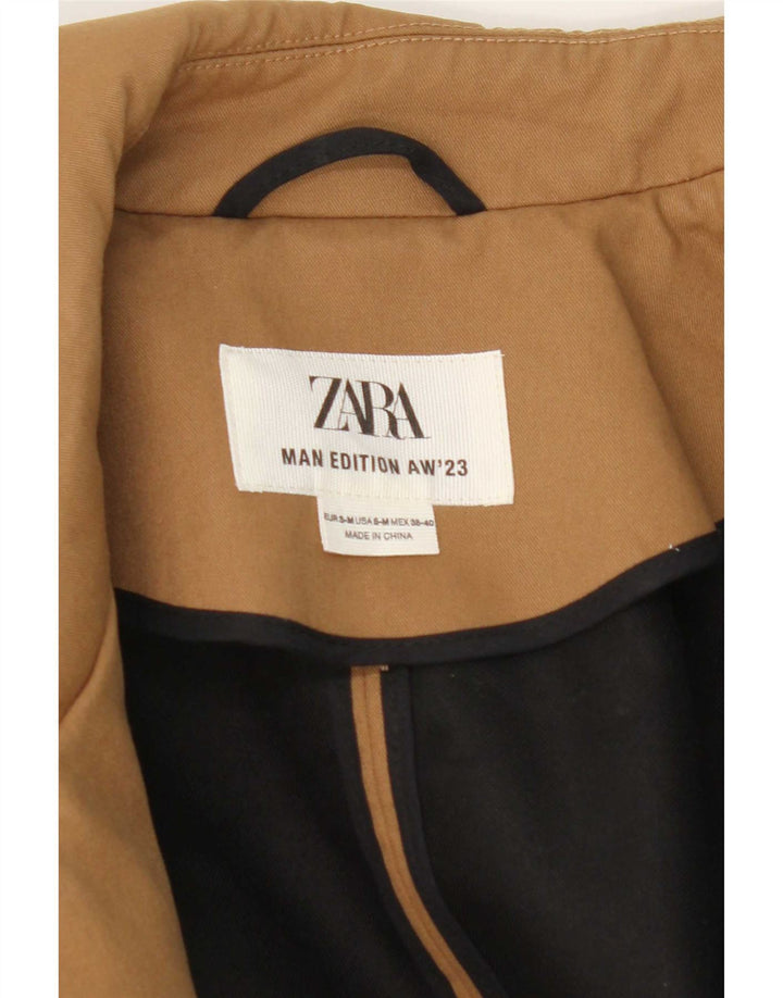 Sobretudo masculino Zara UK 38 poliéster bege médio
