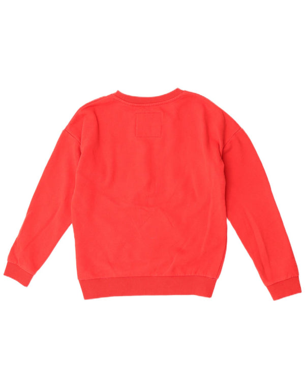 Superdry feminino gráfico oversized moletom jumper UK 10 pequeno algodão vermelho