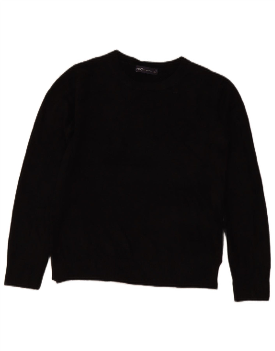 Suéter feminino Marks & Spencer com gola redonda Reino Unido 12 acrílico preto médio
