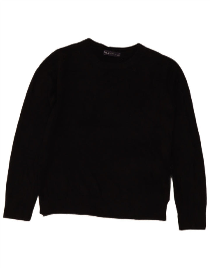 Suéter feminino Marks & Spencer com gola redonda Reino Unido 12 acrílico preto médio
