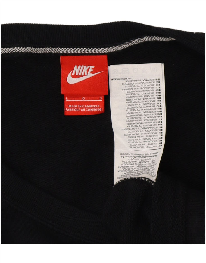 NIKE feminino manga curta moletom jumper UK 16 grande algodão preto