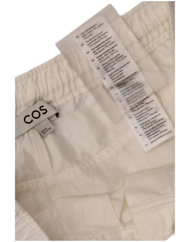 Calça Chino Feminina Cos Reta Médio Algodão Branco