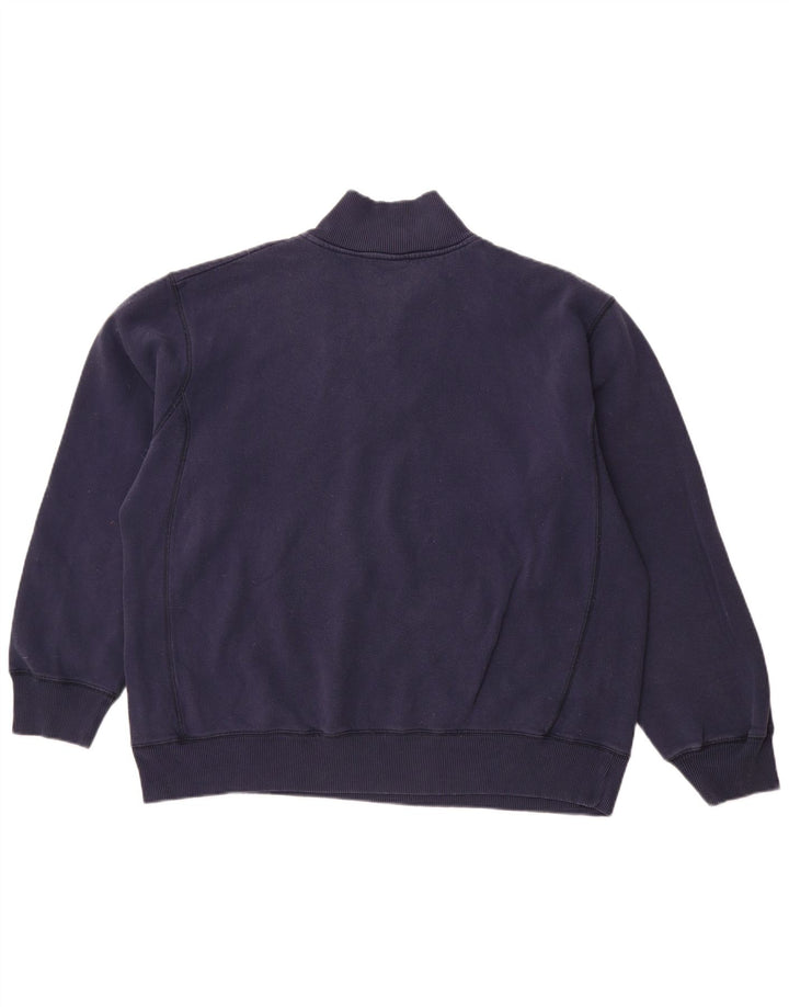 NIKE Masculino Zip Neck Moletom Jumper UK 45/47 XL Azul Marinho Algodão