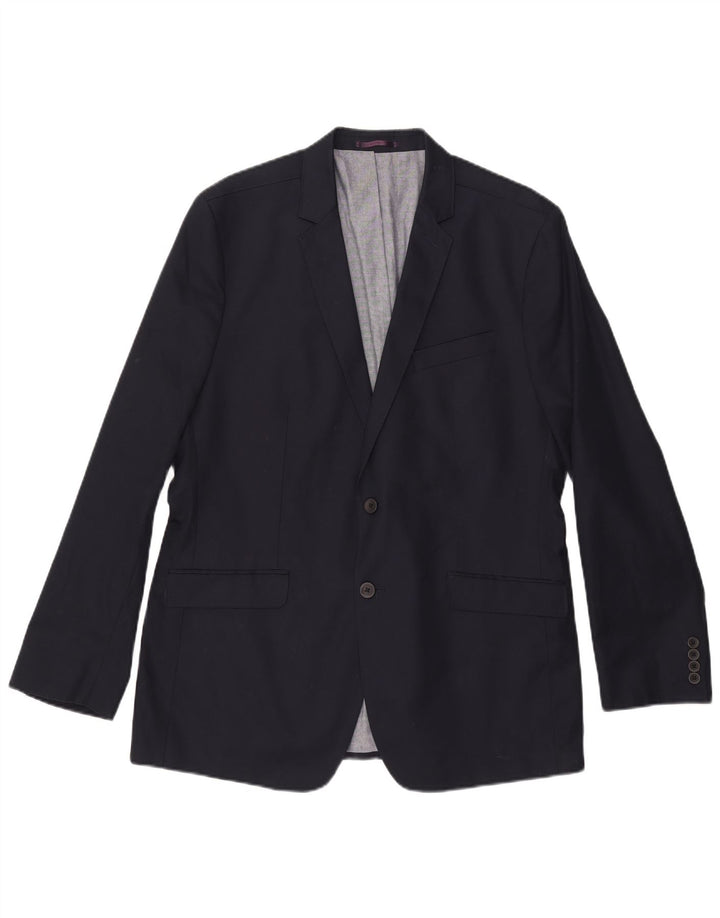 Jaqueta blazer masculina Ben Sherman com 2 botões Reino Unido 44 2XL algodão azul marinho