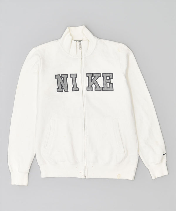 NIKE Womens Tracksuit Top Jacket UK 12 Médio Algodão Branco