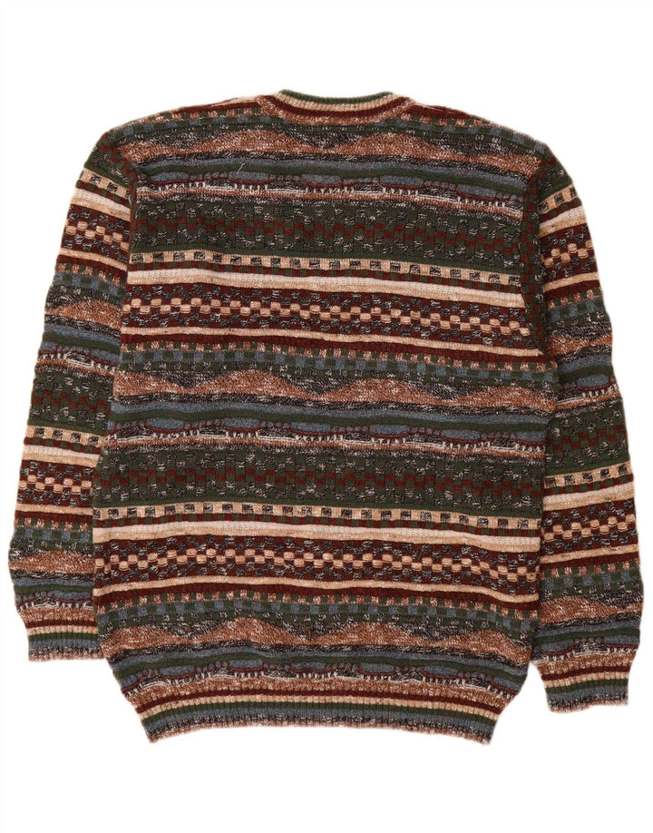 Suéter masculino GARDEUR com decote em V médio multicolorido geométrico