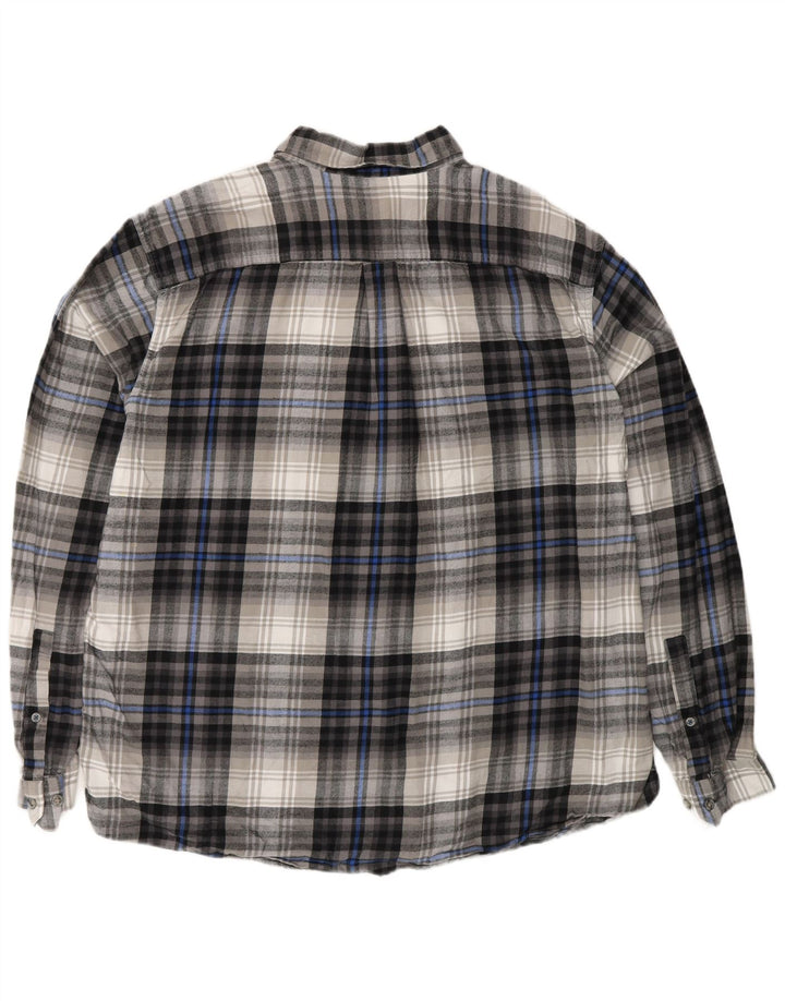 EDDIE BAUER Camisa masculina de flanela de ajuste clássico XL cinza xadrez algodão
