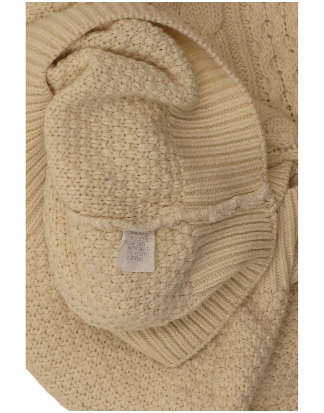 Suéter feminino VINTAGE com gola redonda Reino Unido 18 XL lã branca