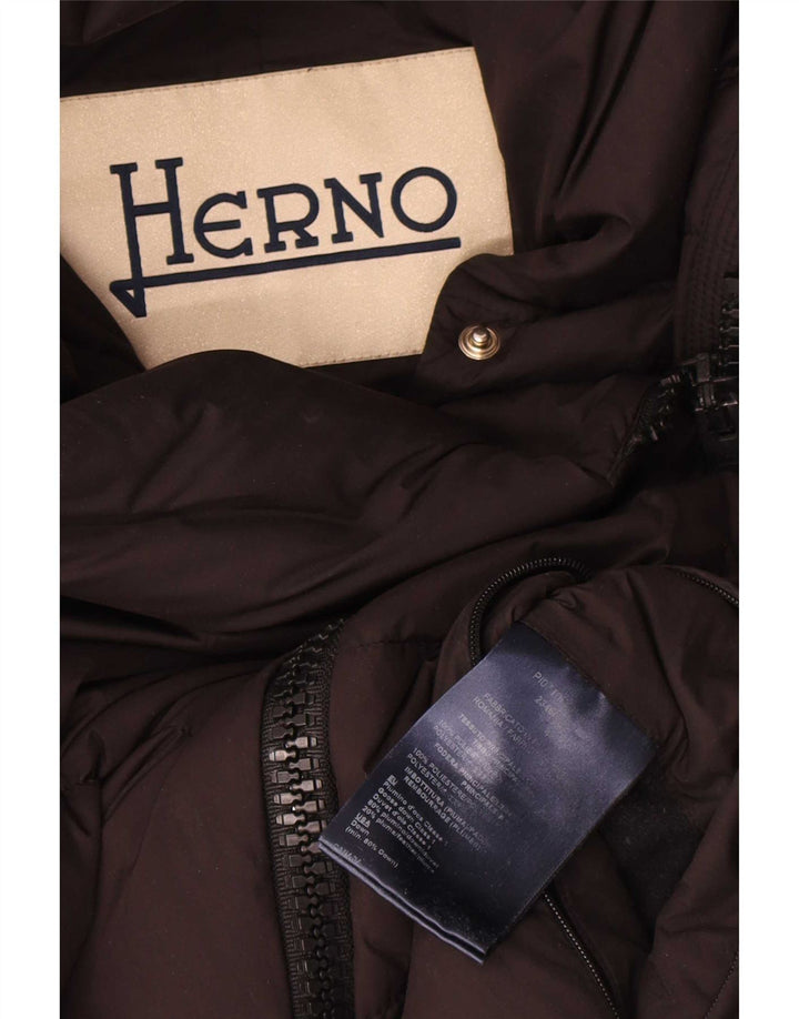 Jaqueta acolchoada com capuz feminino Herno IT 44 poliéster preto médio