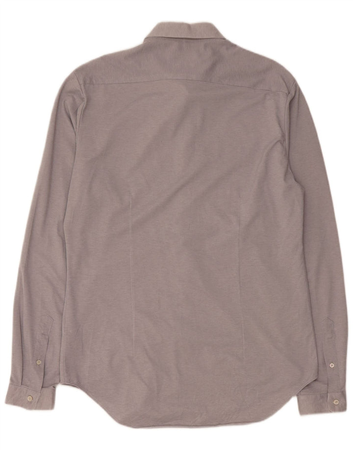 Camisa masculina ZARA Slim Fit grande algodão cinza