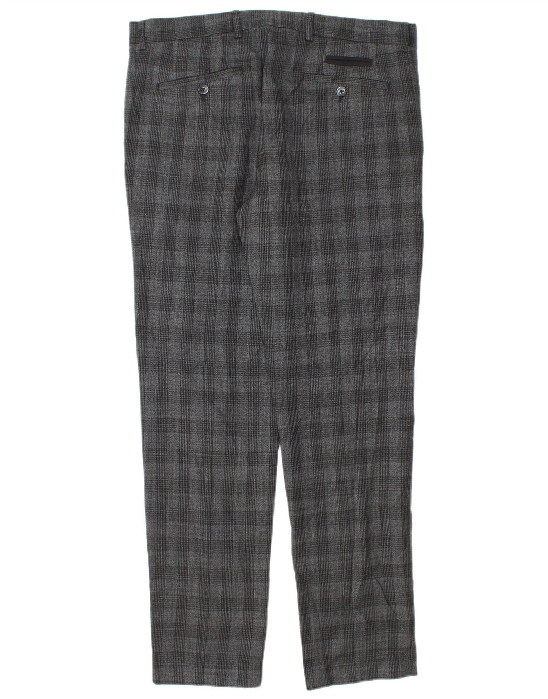Calça masculina de terno reto Penguin W34 L30 poliéster xadrez cinza