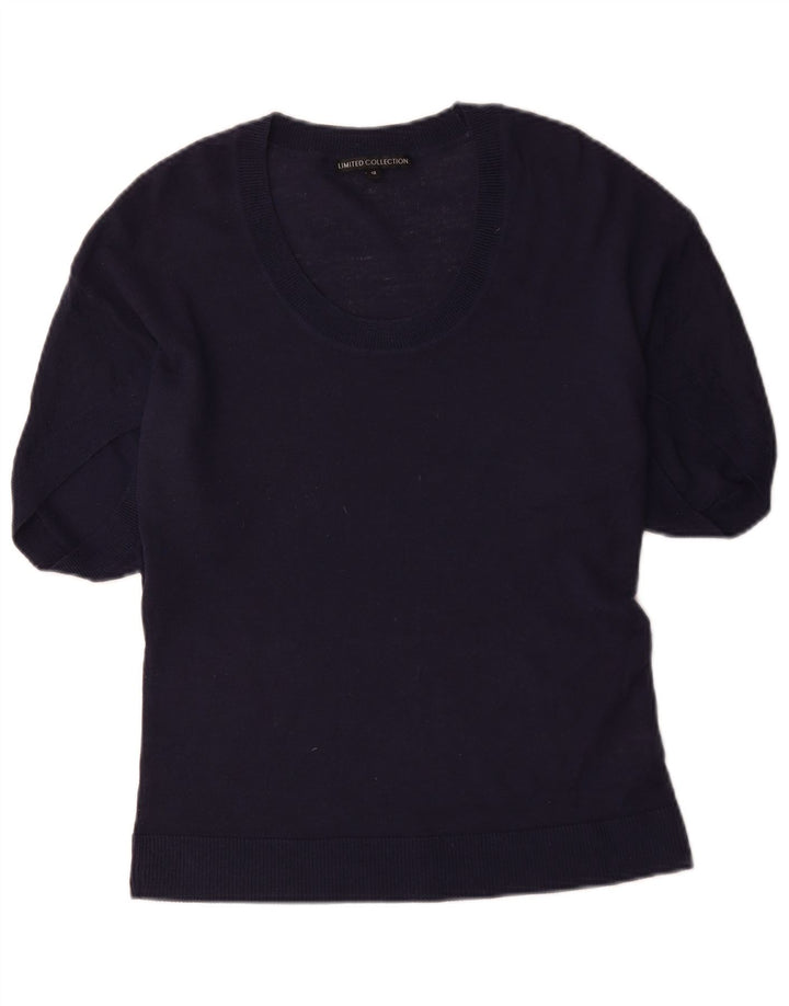 Suéter feminino Marks & Spencer com gola canoa Reino Unido 12 médio azul marinho