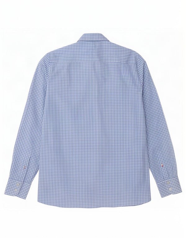 Camisa masculina Tommy Hilfiger pequena azul algodão guingão
