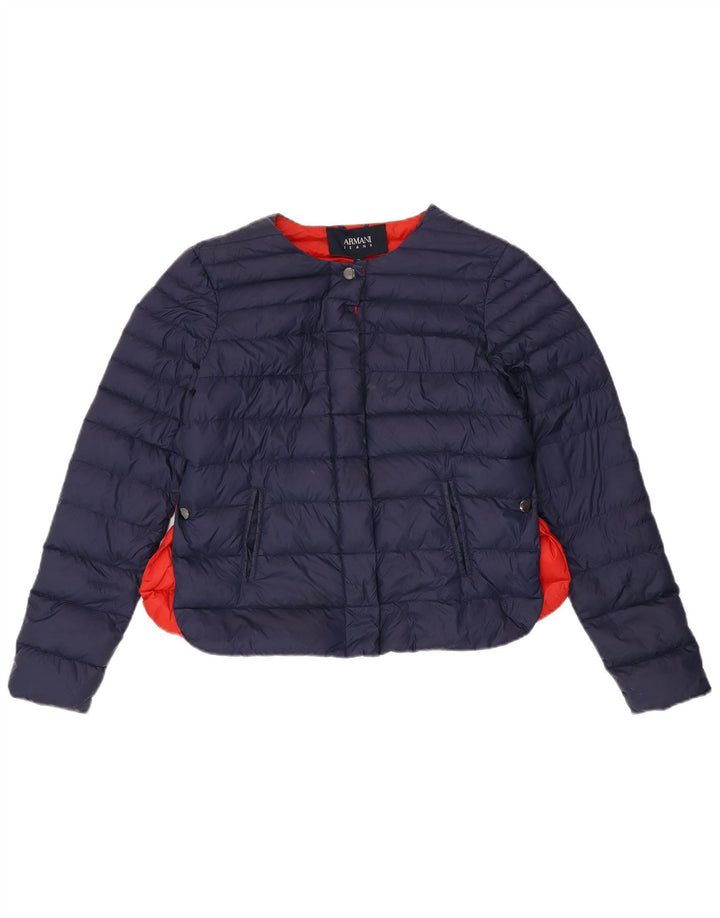 Jaqueta acolchoada feminina Armani Jeans IT 44 médio azul marinho colorblock