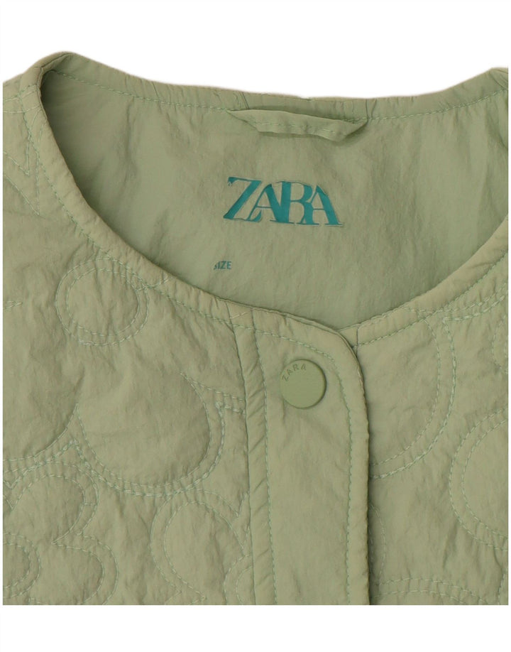 Jaqueta acolchoada feminina Zara UK 4 XS verde nylon