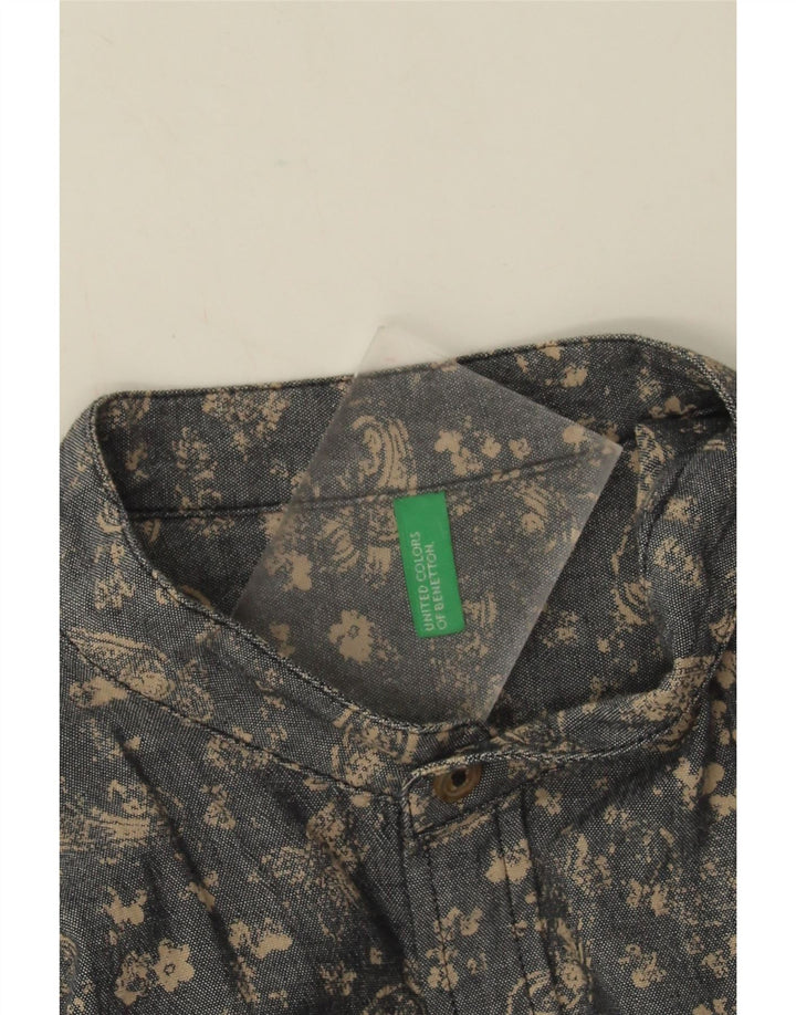 Camisa masculina Benetton cinza médio Paisley