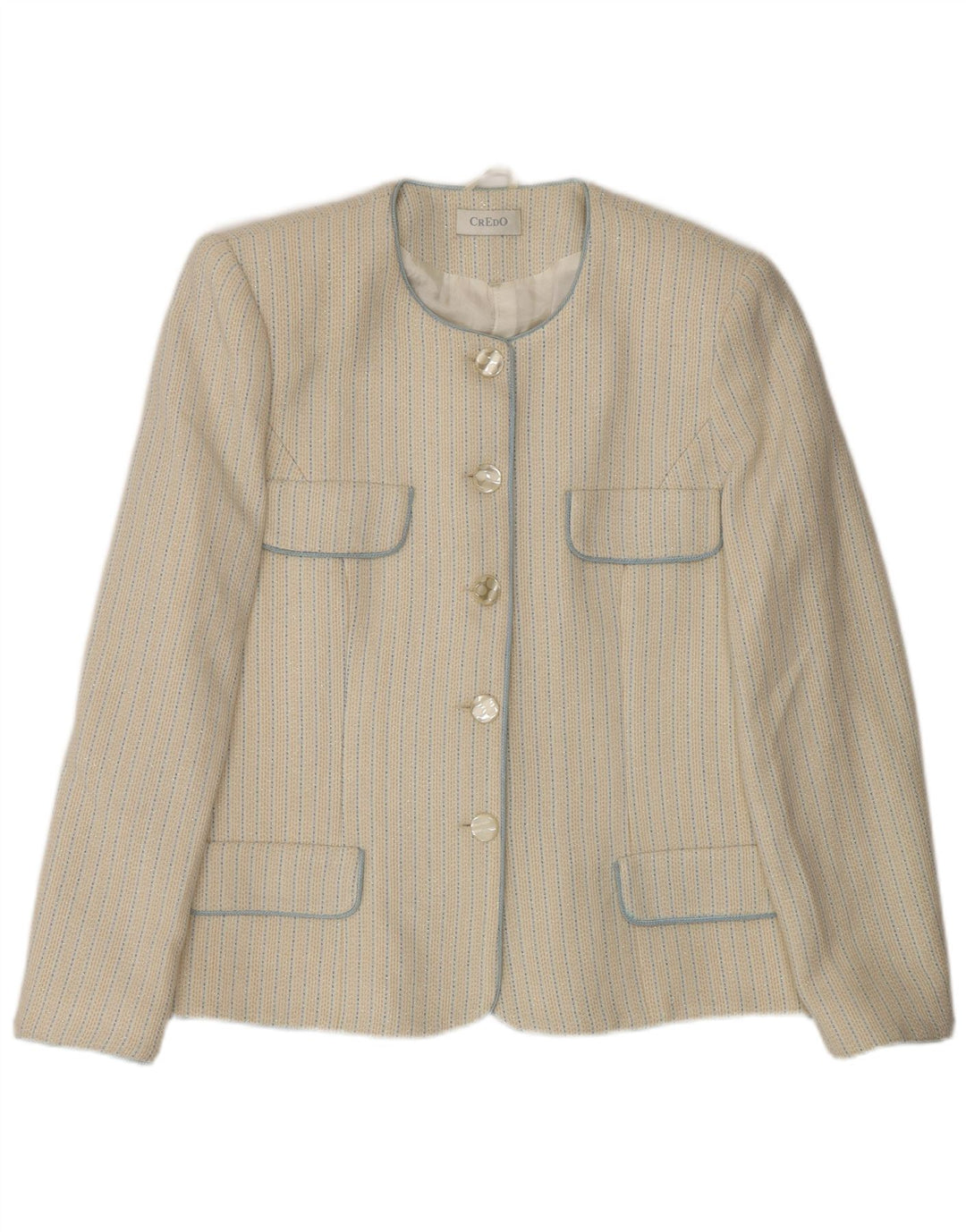 Jaqueta blazer feminina vintage com 5 botões IT 48 XL listrada branca