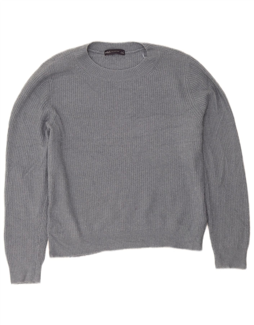 Suéter feminino Marks & Spencer com gola redonda Reino Unido 12 cinza médio acrílico