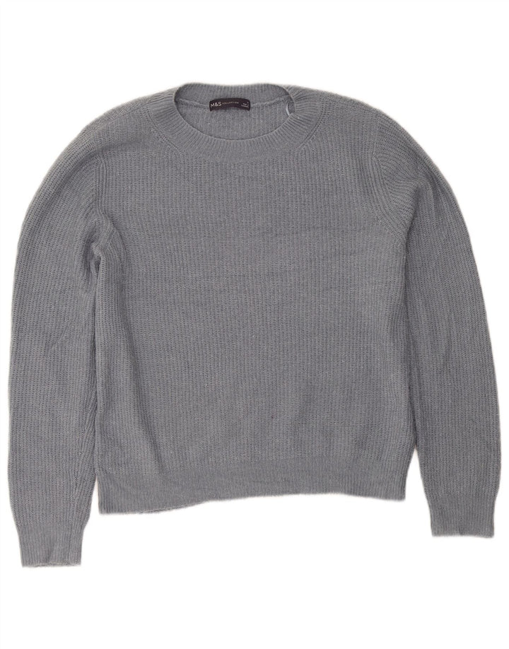 Suéter feminino Marks & Spencer com gola redonda Reino Unido 12 cinza médio acrílico