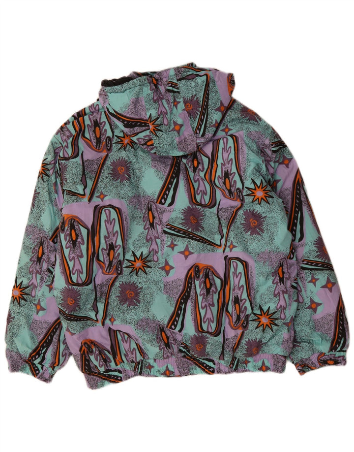 Jaqueta corta-vento masculina VINTAGE com padrão abstrato Reino Unido 38 médio turquesa