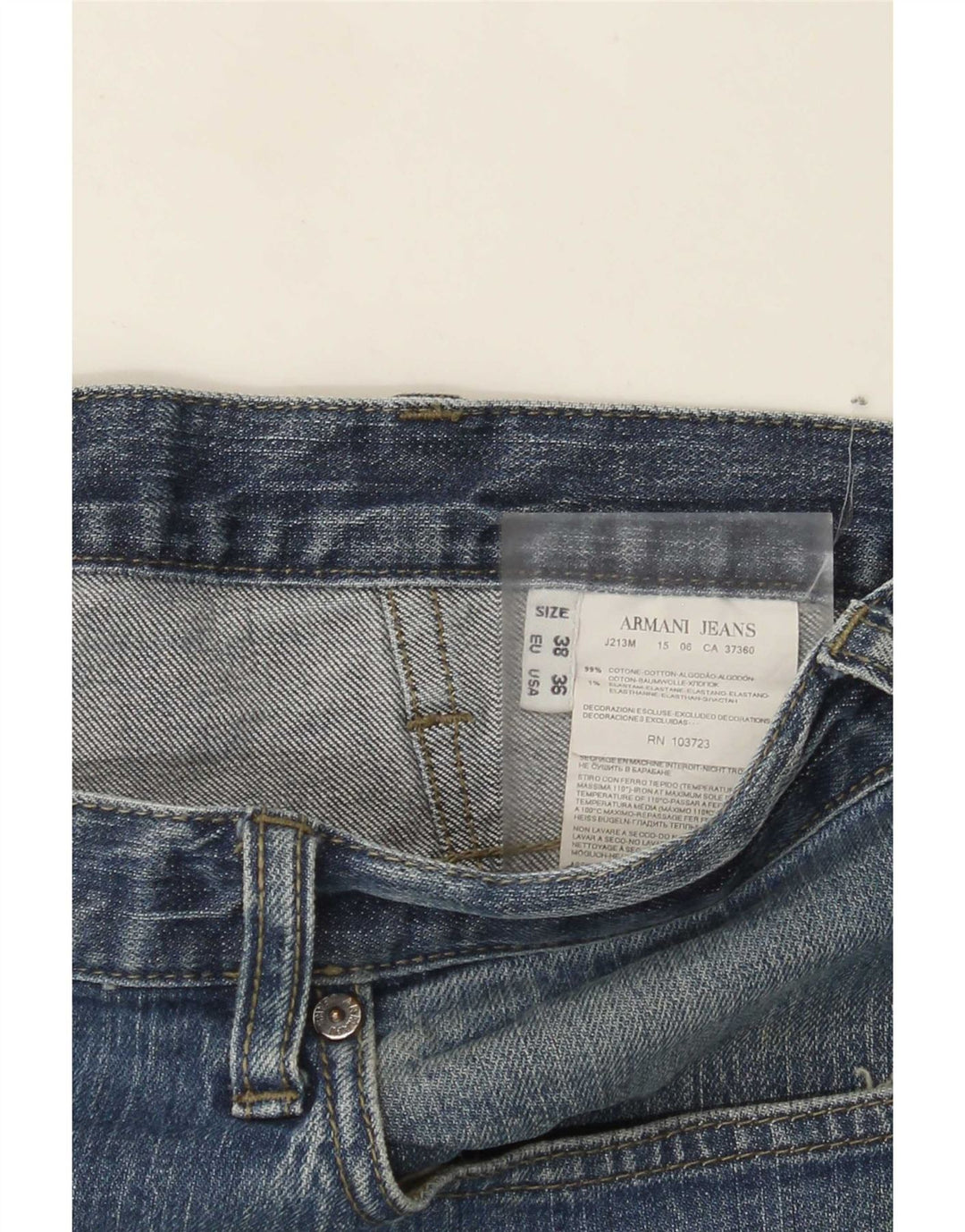 Calça jeans reta masculina Armani W36 L30 azul algodão
